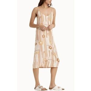 NWT Brixton Night Fever 70s Print Slip Style Midi Dress Sz S